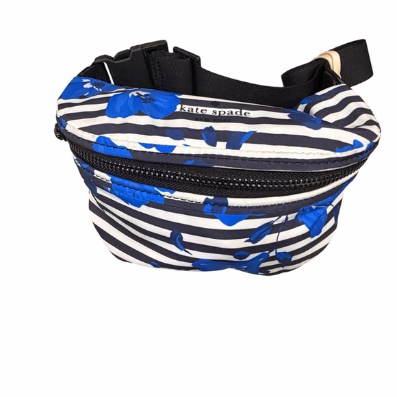 Kate Spade Black and Blue Floral Stripe Belt Bag -Preowned